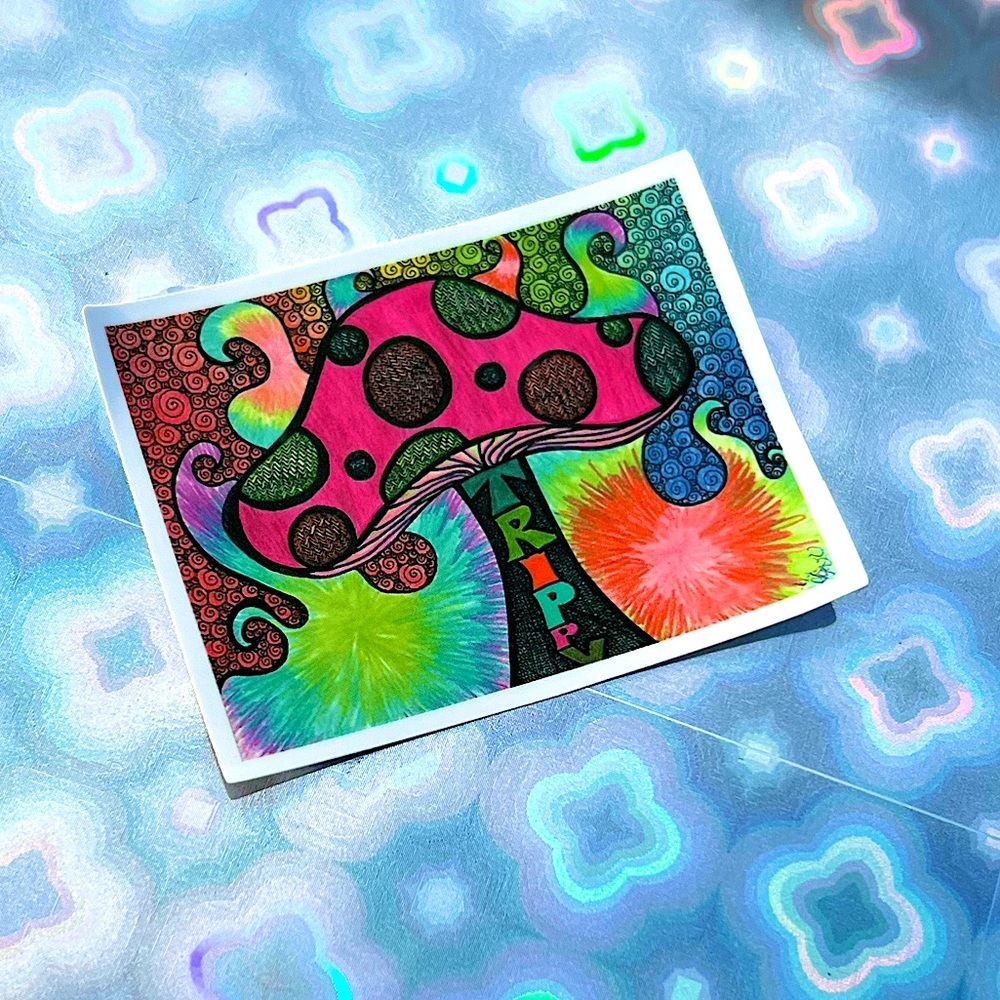 Trippy Magic Mushroom Shrooms Nature Art Accent Decor Single Waterproof Sticker